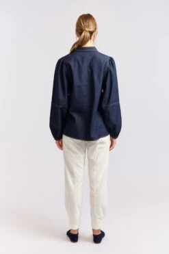 Ari Denim Shirt In Indigo -Deux Amies Shop alessandra cashmere shirts ari denim shirt in indigo 40425389621542