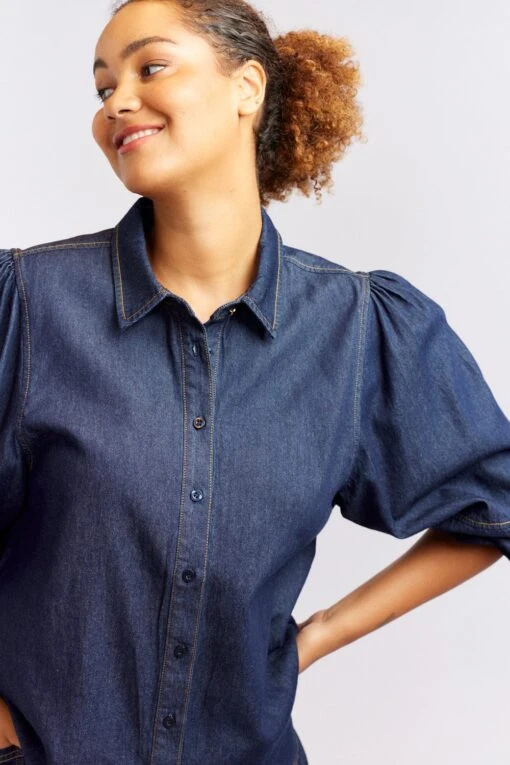 Ari Denim Shirt In Indigo 6 Ari Denim Shirt In Indigo -Deux Amies Shop alessandra cashmere shirts ari denim shirt in indigo 40425389687078