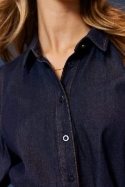 Ari Denim Shirt In Indigo -Deux Amies Shop alessandra cashmere shirts ari denim shirt in indigo 40481384268070