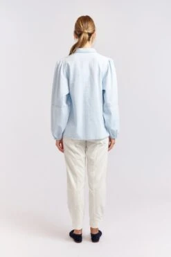 Ari Denim Shirt In Pale Blue -Deux Amies Shop alessandra cashmere shirts ari denim shirt in pale blue 40425393488166