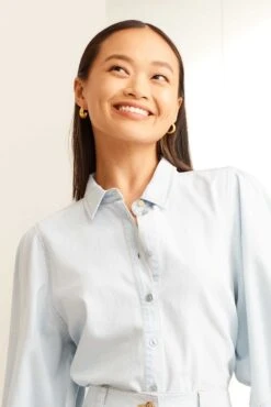 Ari Denim Shirt In Pale Blue