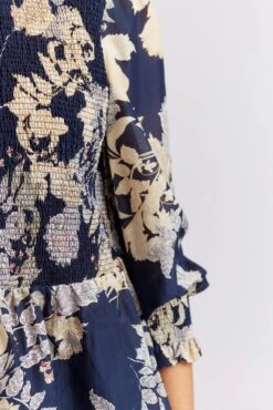 Jasmine Cotton Silk Shirt In Navy Aster -Deux Amies Shop alessandra cashmere shirts jasmine cotton silk shirt in navy aster 40461718946086