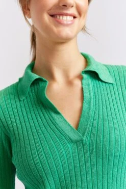 Luna Knit Top In Emerald Lurex 17 Luna Knit Top In Emerald Lurex -Deux Amies Shop alessandra cashmere shirts luna knit top in emerald lurex 40439775920422