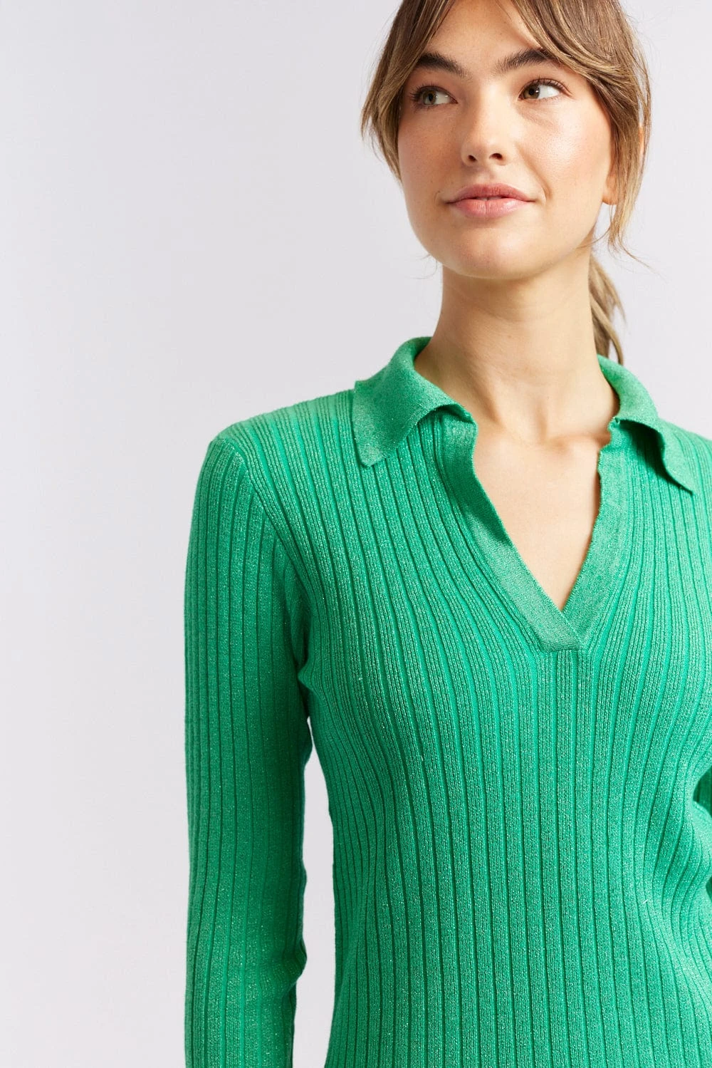 Luna Knit Top In Emerald Lurex 2 Luna Knit Top In Emerald Lurex - Image 2