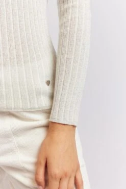 Luna Knit Top In Ivory Lurex -Deux Amies Shop alessandra cashmere shirts luna knit top in ivory lurex 40439799087398