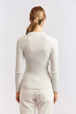 Luna Knit Top In Ivory Lurex -Deux Amies Shop alessandra cashmere shirts luna knit top in ivory lurex 40439799284006