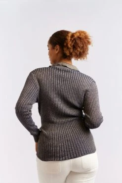 Luna Knit Top In Navy Lurex -Deux Amies Shop alessandra cashmere shirts luna knit top in navy lurex 40439811866918