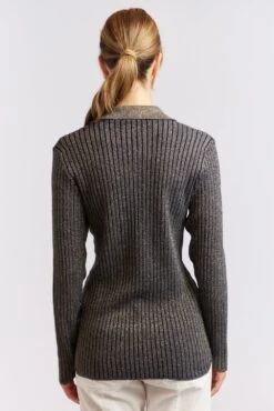 Luna Knit Top In Navy Lurex -Deux Amies Shop alessandra cashmere shirts luna knit top in navy lurex 40439812489510