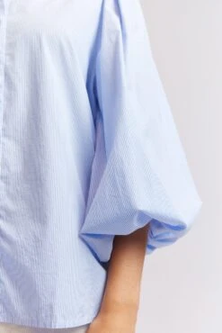 Magnolia Poplin Stripe Shirt In Blue -Deux Amies Shop alessandra cashmere shirts magnolia poplin stripe shirt in blue 40461331988774