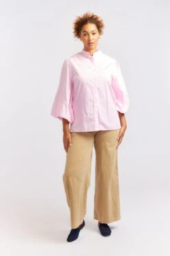 Magnolia Poplin Stripe Shirt In Pink -Deux Amies Shop alessandra cashmere shirts magnolia poplin stripe shirt in pink 40461326516518