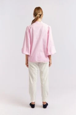 Magnolia Poplin Stripe Shirt In Pink -Deux Amies Shop alessandra cashmere shirts magnolia poplin stripe shirt in pink 40461328449830