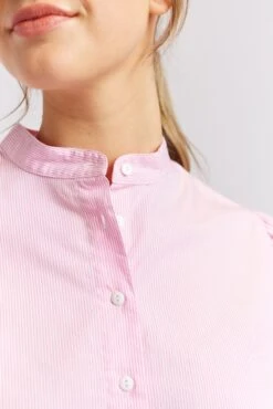 Magnolia Poplin Stripe Shirt In Pink -Deux Amies Shop alessandra cashmere shirts magnolia poplin stripe shirt in pink 40461328580902