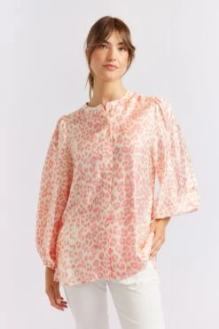 Deux Amies Shop -Deux Amies Shop alessandra cashmere shirts magnolia silk shirt in pink animal 40461695156518