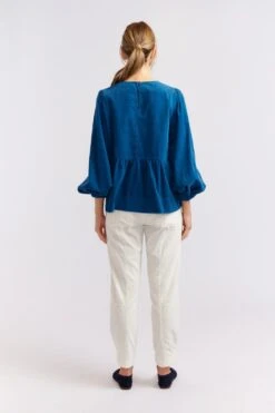 Meadow Corduroy Top In Blue Steel -Deux Amies Shop alessandra cashmere shirts meadow corduroy top in blue steel 40424244642086