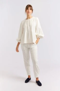 Meadow Corduroy Top In Ivory -Deux Amies Shop alessandra cashmere shirts meadow corduroy top in ivory 40424981758246