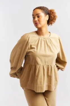 Meadow Corduroy Top In Sand -Deux Amies Shop alessandra cashmere shirts meadow corduroy top in sand 40424988279078
