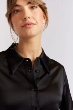 Primrose Silk Shirt In Black -Deux Amies Shop alessandra cashmere shirts primrose silk shirt in black 40461121650982