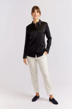Primrose Silk Shirt In Black -Deux Amies Shop alessandra cashmere shirts primrose silk shirt in black 40461121716518