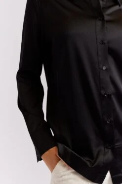 Primrose Silk Shirt In Black -Deux Amies Shop alessandra cashmere shirts primrose silk shirt in black 40461121782054