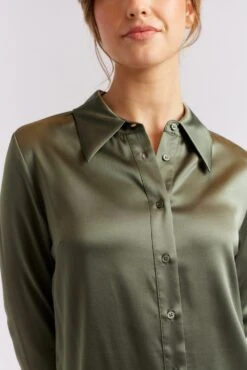 Primrose Silk Shirt In Fern -Deux Amies Shop alessandra cashmere shirts primrose silk shirt in fern 40461125255462