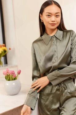 Primrose Silk Shirt In Fern
