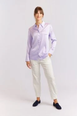 Primrose Silk Shirt In Lilac -Deux Amies Shop alessandra cashmere shirts primrose silk shirt in lilac 40461116637478