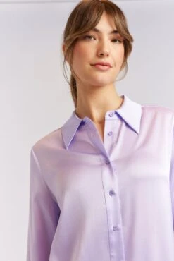 Deux Amies Shop -Deux Amies Shop alessandra cashmere shirts primrose silk shirt in lilac 40461116703014