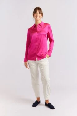 Primrose Silk Shirt In Magenta -Deux Amies Shop alessandra cashmere shirts primrose silk shirt in magenta 40461134987558