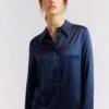 Primrose Silk Shirt In Navy