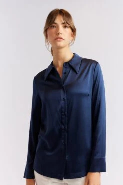 Primrose Silk Shirt In Navy