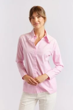 Primrose Stripe Poplin Shirt In Pink -Deux Amies Shop alessandra cashmere shirts primrose stripe poplin shirt in pink 40461345849638