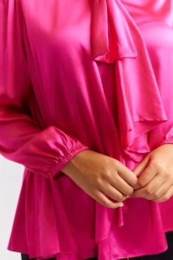 Pussy Bow Silk Shirt In Magenta -Deux Amies Shop alessandra cashmere shirts pussy bow silk shirt in magenta 40461164806438