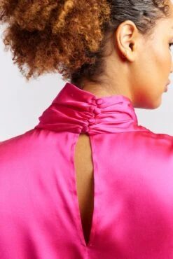 Pussy Bow Silk Shirt In Magenta -Deux Amies Shop alessandra cashmere shirts pussy bow silk shirt in magenta 40461164871974