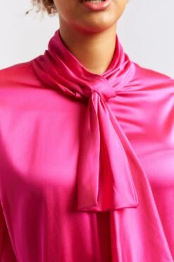 Pussy Bow Silk Shirt In Magenta -Deux Amies Shop alessandra cashmere shirts pussy bow silk shirt in magenta 40461164970278