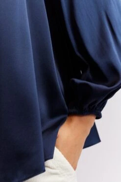 Pussy Bow Silk Shirt In Navy -Deux Amies Shop alessandra cashmere shirts pussy bow silk shirt in navy 40461193052454