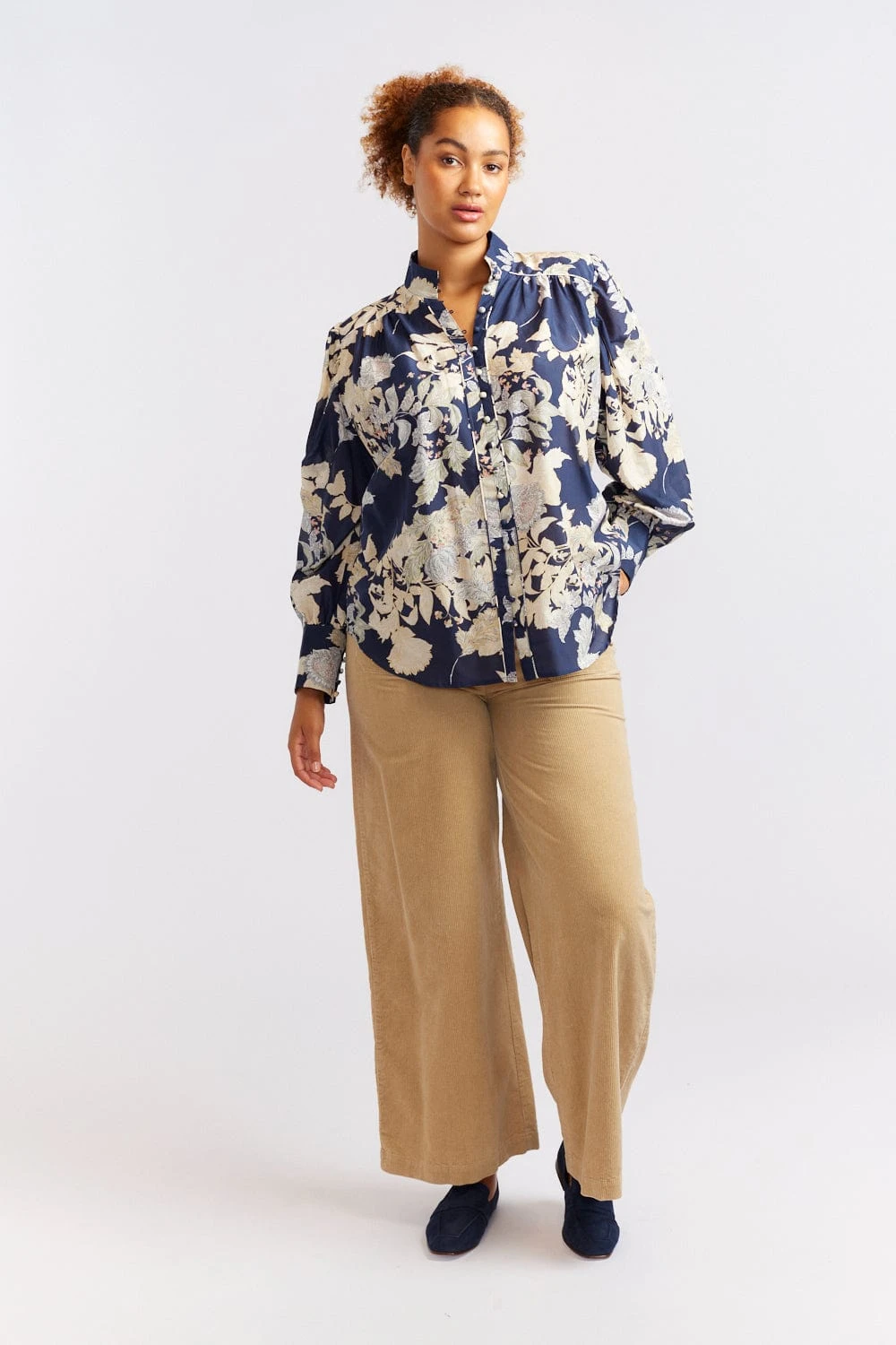 Rosemary Cotton Silk Shirt In Navy Aster 5 Rosemary Cotton Silk Shirt In Navy Aster - Image 5