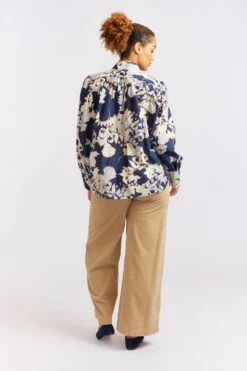 Rosemary Cotton Silk Shirt In Navy Aster 19 Rosemary Cotton Silk Shirt In Navy Aster -Deux Amies Shop alessandra cashmere shirts rosemary cotton silk shirt in navy aster 40461735592230