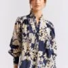 Rosemary Cotton Silk Shirt In Navy Aster