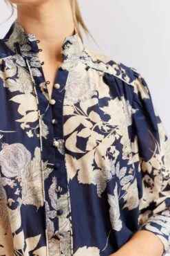 Rosemary Cotton Silk Shirt In Navy Aster 20 Rosemary Cotton Silk Shirt In Navy Aster -Deux Amies Shop alessandra cashmere shirts rosemary cotton silk shirt in navy aster 40461735854374