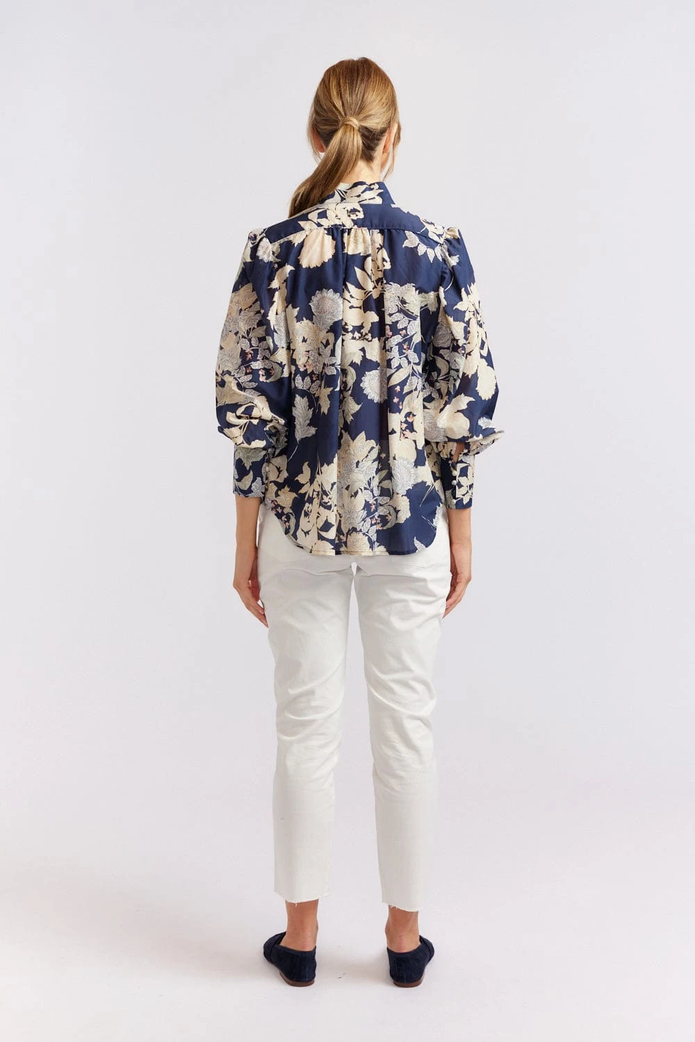 Rosemary Cotton Silk Shirt In Navy Aster 11 Rosemary Cotton Silk Shirt In Navy Aster - Image 11