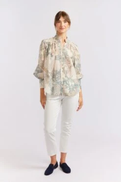 Rosemary Cotton Silk Shirt In Wheaten Aster -Deux Amies Shop alessandra cashmere shirts rosemary cotton silk shirt in wheaten aster 40461741883686