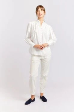 Rosemary Poplin Shirt In White -Deux Amies Shop alessandra cashmere shirts rosemary poplin shirt in white 40461080494374