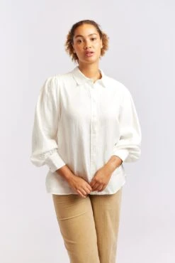 Soho Linen Shirt In Ivory -Deux Amies Shop alessandra cashmere shirts soho linen shirt in ivory 40460742295846
