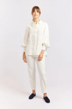 Soho Linen Shirt In Ivory -Deux Amies Shop alessandra cashmere shirts soho linen shirt in ivory 40460743442726