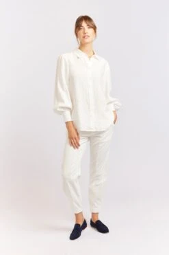 Soho Linen Shirt In Ivory -Deux Amies Shop alessandra cashmere shirts soho linen shirt in ivory 40460743475494