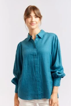 Soho Linen Shirt In Kingfisher