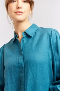 Soho Linen Shirt In Kingfisher -Deux Amies Shop alessandra cashmere shirts soho linen shirt in kingfisher 40460746752294