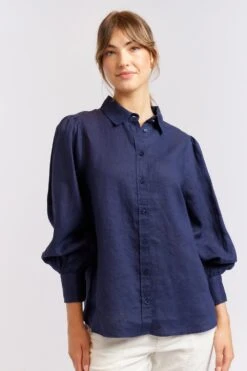 Soho Linen Shirt In Navy