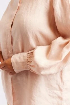 Soho Linen Shirt In Nude -Deux Amies Shop alessandra cashmere shirts soho linen shirt in nude 40460740788518