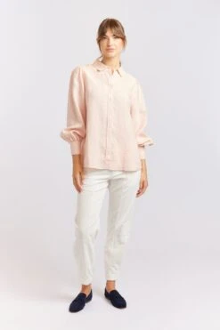 Soho Linen Shirt In Nude -Deux Amies Shop alessandra cashmere shirts soho linen shirt in nude 40460749570342